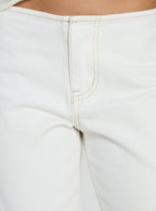 Women's Buenos No Waist Low Rise Straight Leg Jeans White | Denim jeans with low-rise & a no waistband design 5