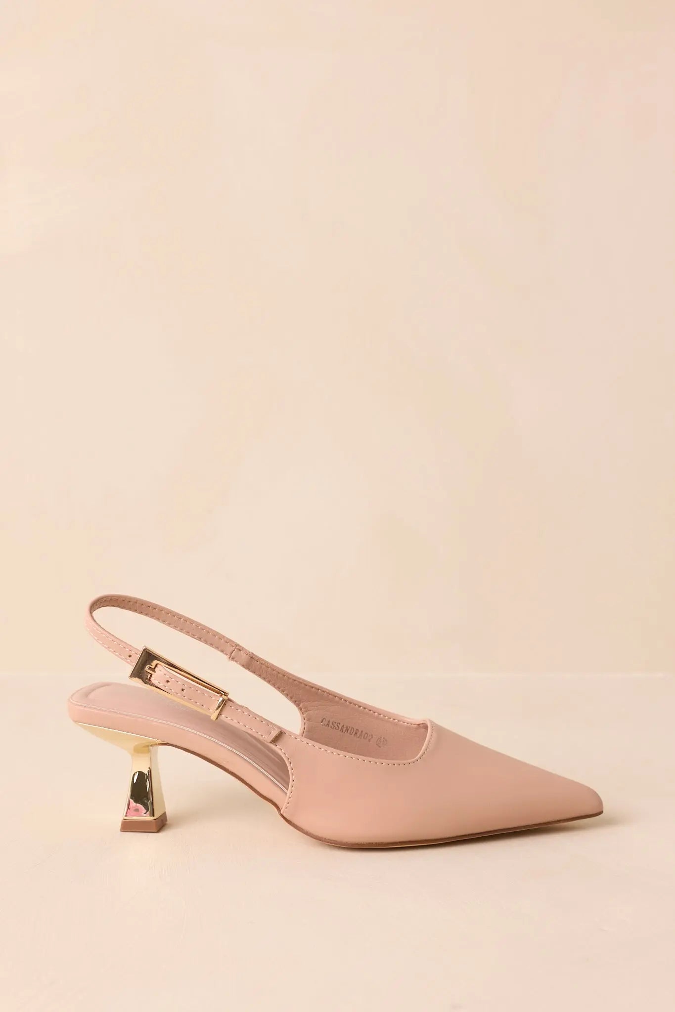 Women's By All Accounts Beige Faux Leather Pointed Toe Kitten Heels | Heel measures 2.5" 2