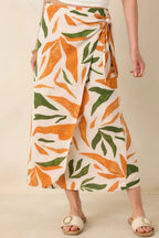 Women's Cabana Chic Beige Tropical Print Midi Wrap Skirt | 70% Rayon 5