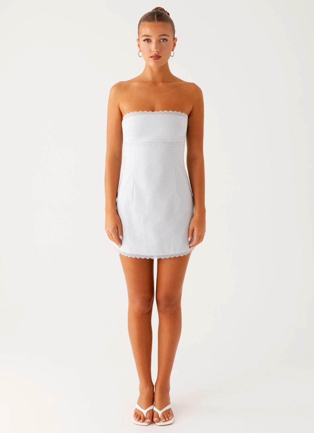 Women's Cala Collection | Strapless Mini Dress with Lace Trim | Elegant Style for Effortless Charm - Women's | Lace trim 1