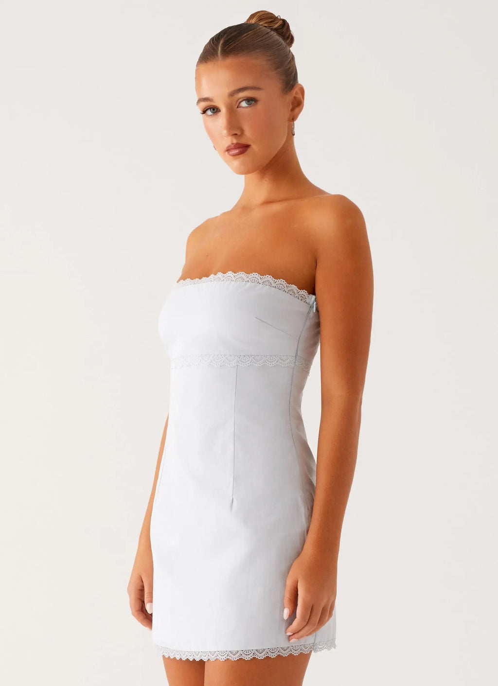 Women's Cala Collection | Strapless Mini Dress with Lace Trim | Elegant Style for Effortless Charm - Women's | Lace trim 2