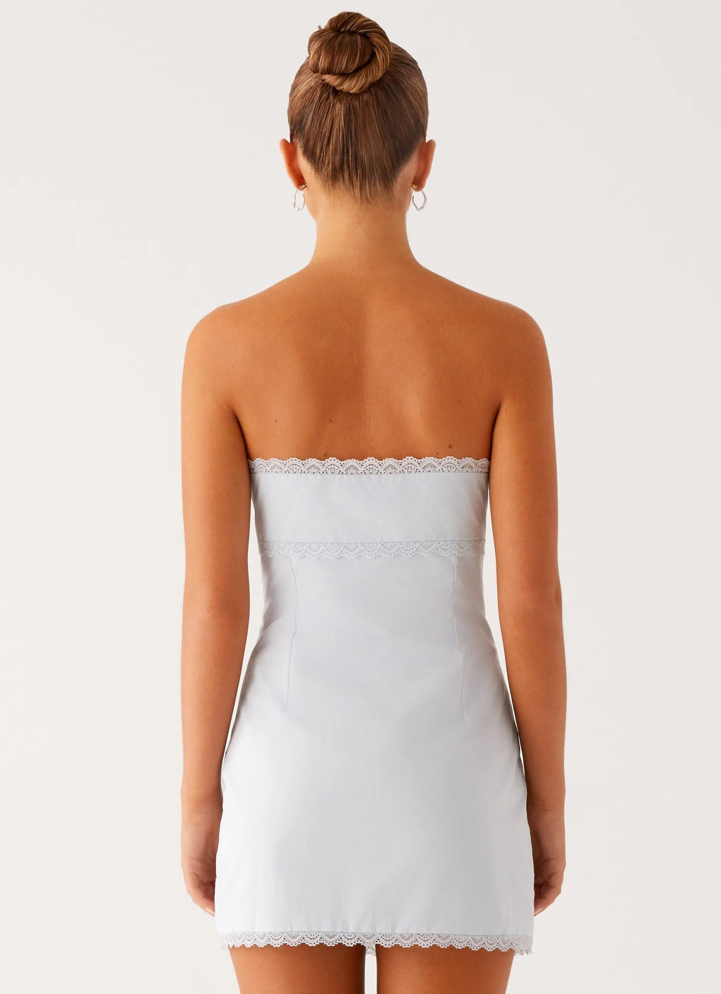 Women's Cala Collection | Strapless Mini Dress with Lace Trim | Elegant Style for Effortless Charm - Women's | Lace trim 3