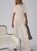 Women's Calisse Knit Wide Leg Pants Beige | High-rise knit pants with wide-leg cut 0