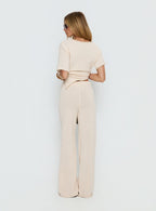 Women's Calisse Knit Wide Leg Pants Beige | High-rise knit pants with wide-leg cut 4