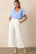 Women's Call It Fate Ivory Wide Leg Cropped Jeans | 97% Cotton & 3% Spandex 5