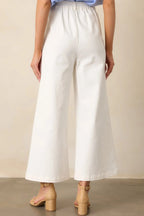 Women's Call It Fate Ivory Wide Leg Cropped Jeans | 97% Cotton & 3% Spandex 7