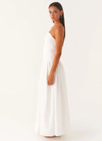 Women's Carmel Collection | White Maxi Dress with Flared Skirt | Elegant Long Dress for Women | Maxi length — elongates  2