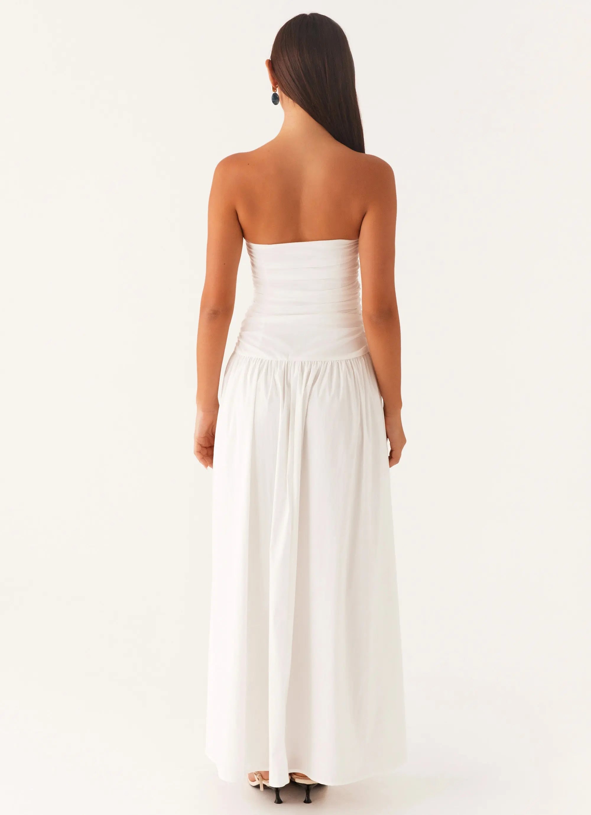 Women's Carmel Collection | White Maxi Dress with Flared Skirt | Elegant Long Dress for Women | Maxi length — elongates  3