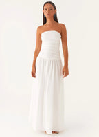 Women's Carmel Collection | White Maxi Dress with Flared Skirt | Elegant Long Dress for Women | Maxi length — elongates  4