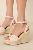 Women's Catch the Soleil Ivory Faux Leather Espadrille Platform Wedges | Heel measures 4.25" 1