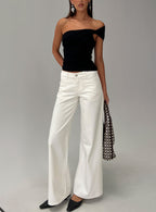 Women's Catiana Low Rise Wide Leg Jeans White | Denim jeans in a low-rise fit with a wide leg cut 0