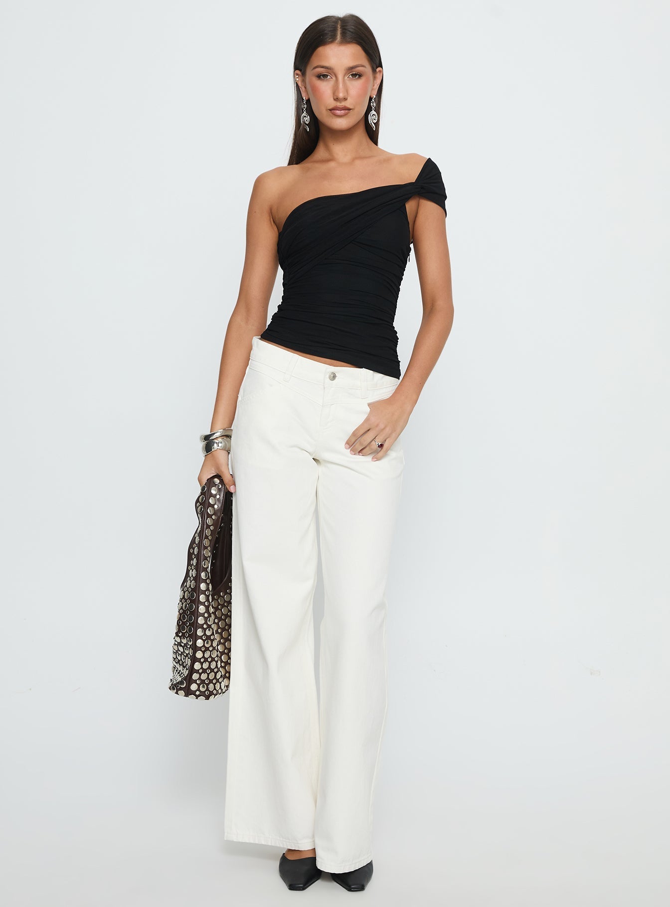 Women's Catiana Low Rise Wide Leg Jeans White | Denim jeans in a low-rise fit with a wide leg cut 2