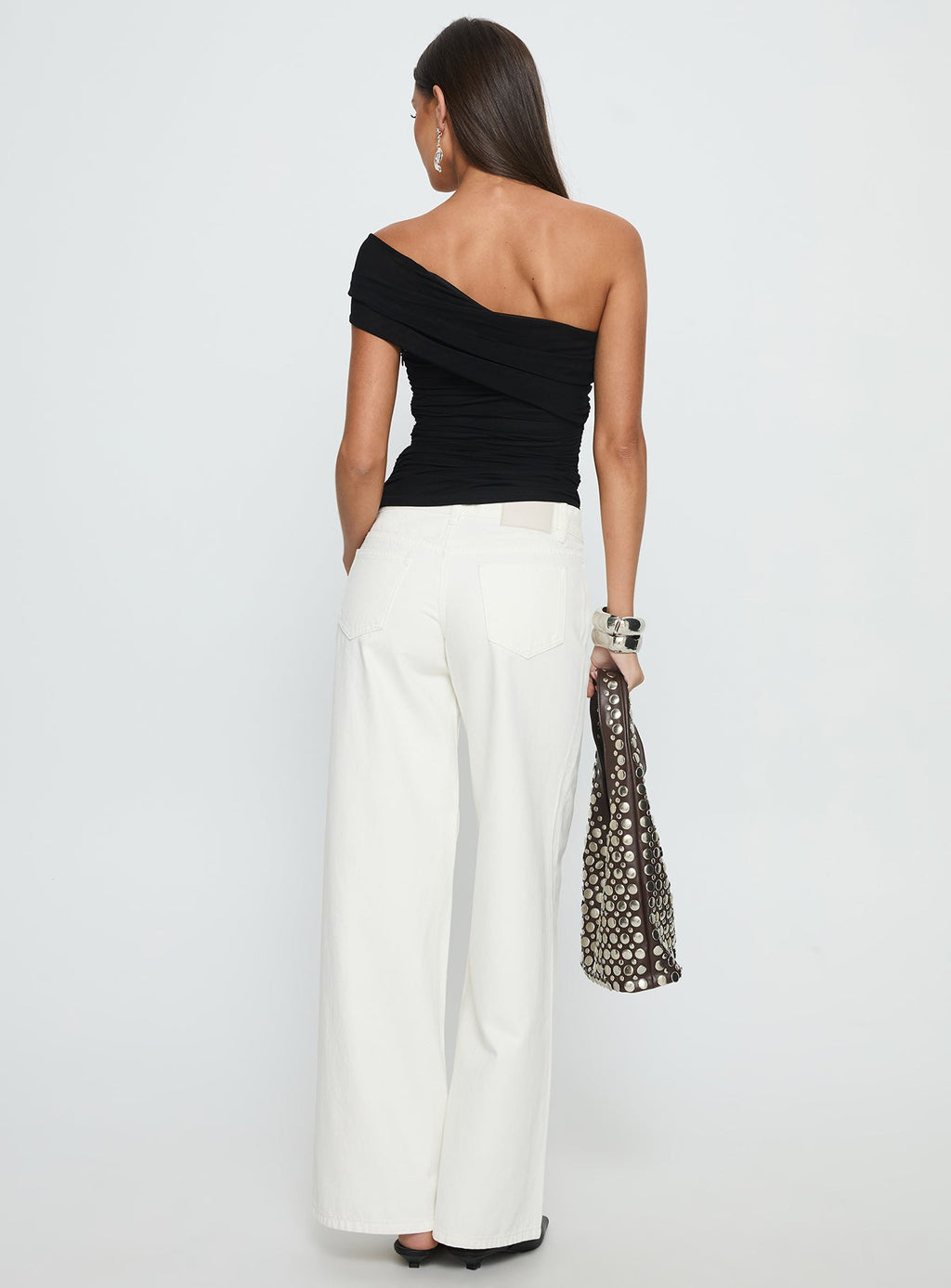 Women's Catiana Low Rise Wide Leg Jeans White | Denim jeans in a low-rise fit with a wide leg cut 4