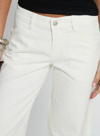 Women's Catiana Low Rise Wide Leg Jeans White | Denim jeans in a low-rise fit with a wide leg cut 5