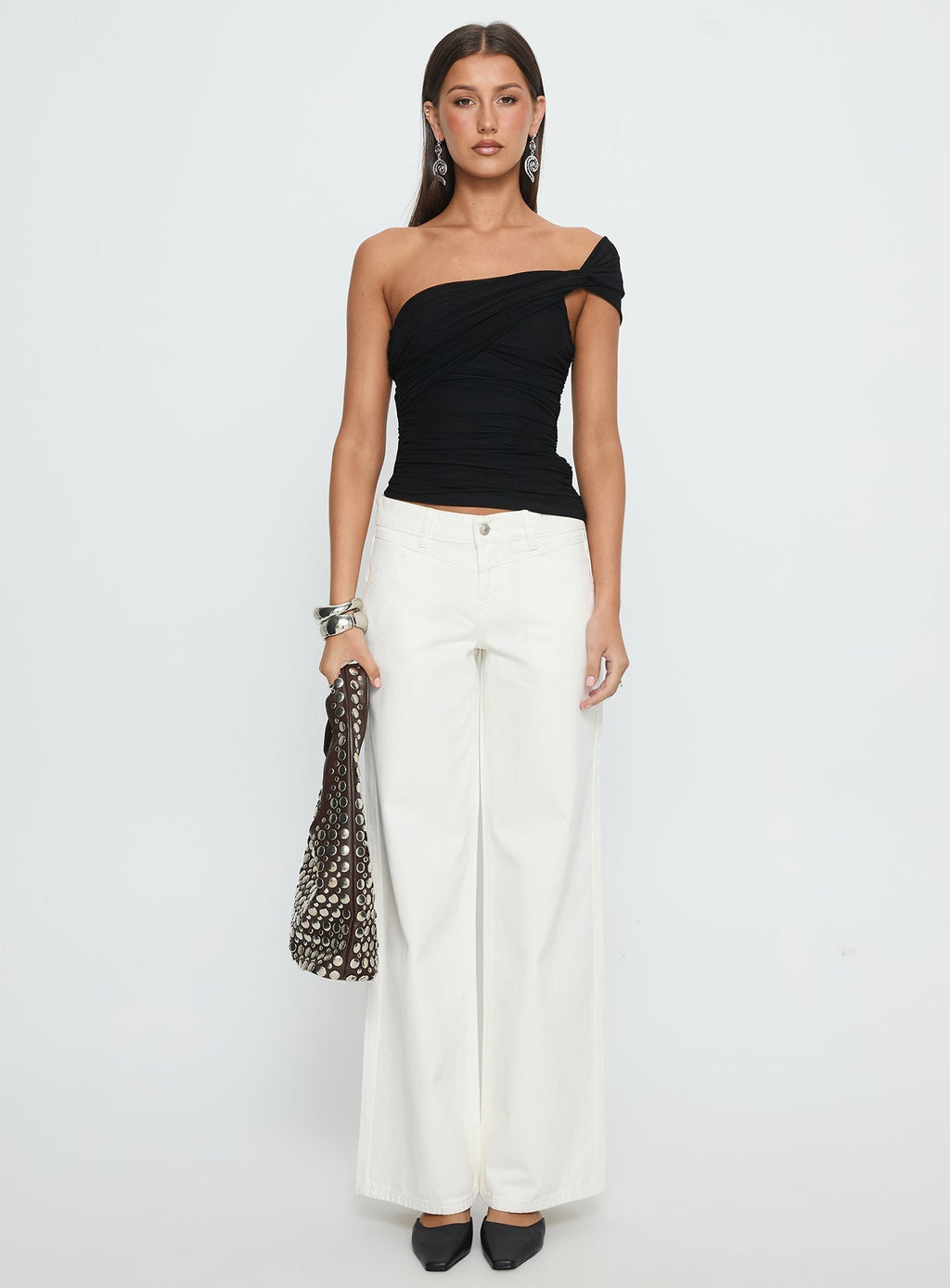 Women's Catiana Low Rise Wide Leg Jeans White | Denim jeans in a low-rise fit with a wide leg cut 6