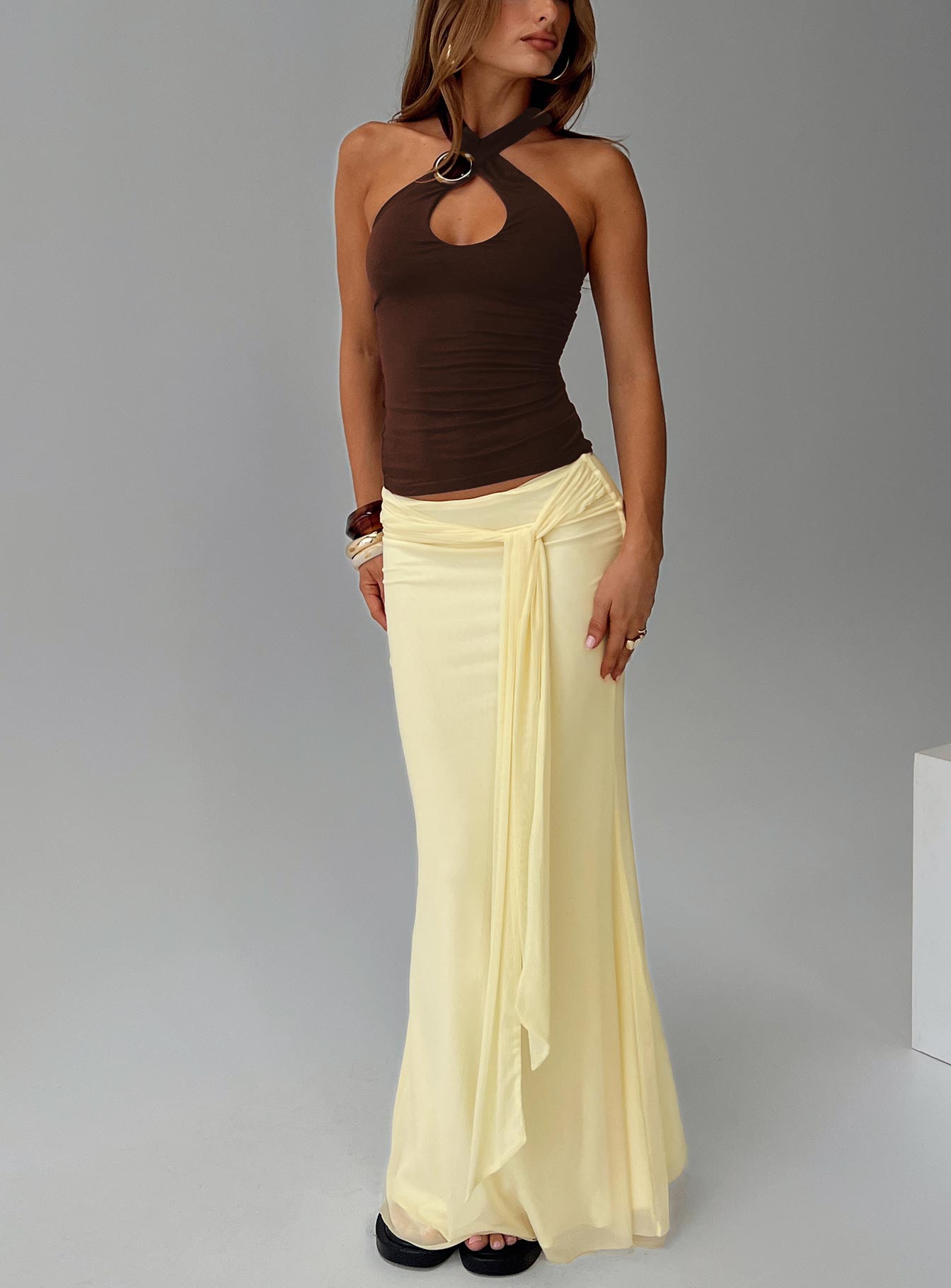 Women's Caviar Tie Maxi Skirt Lemon 0