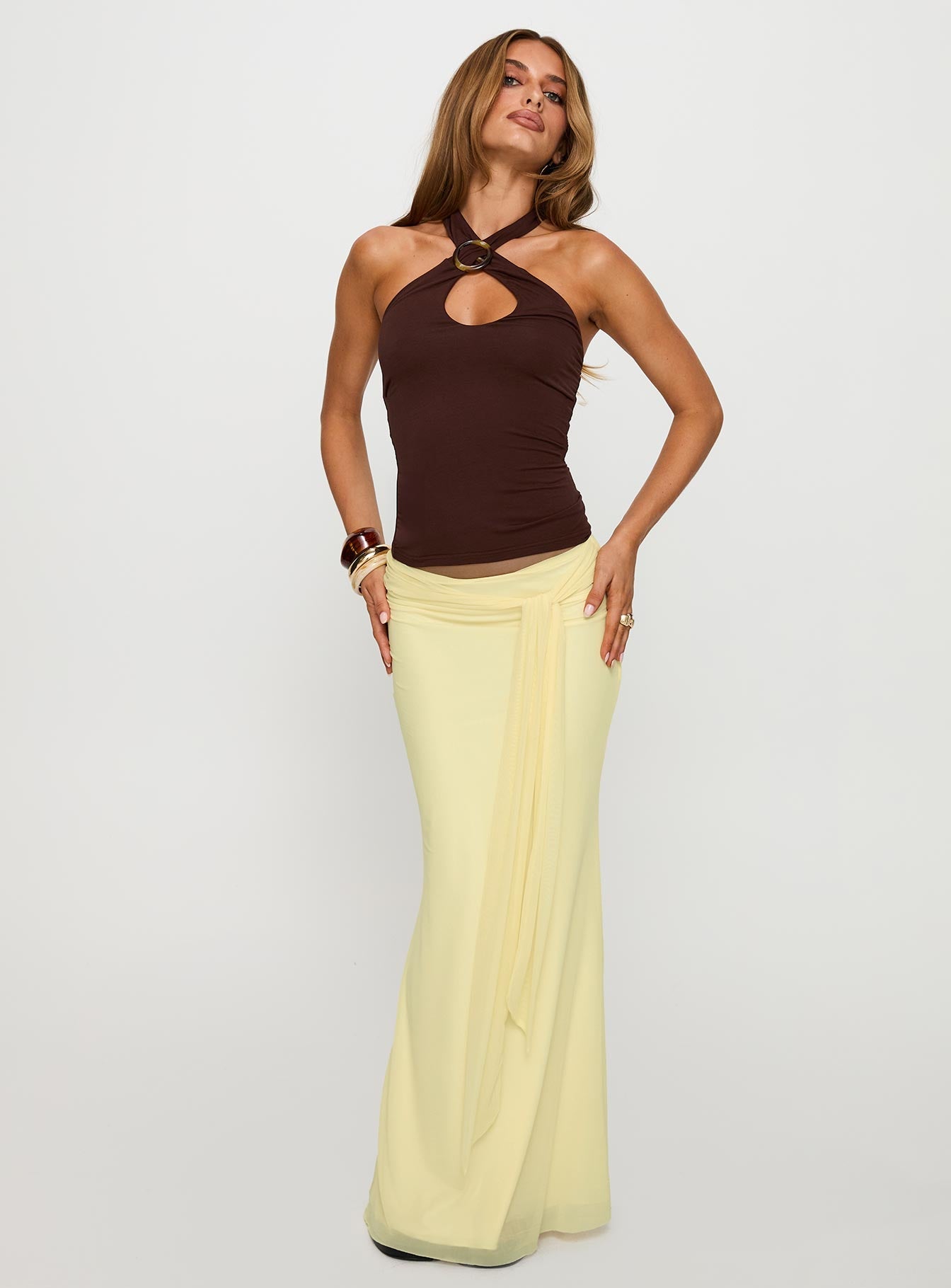 Women's Caviar Tie Maxi Skirt Lemon 1