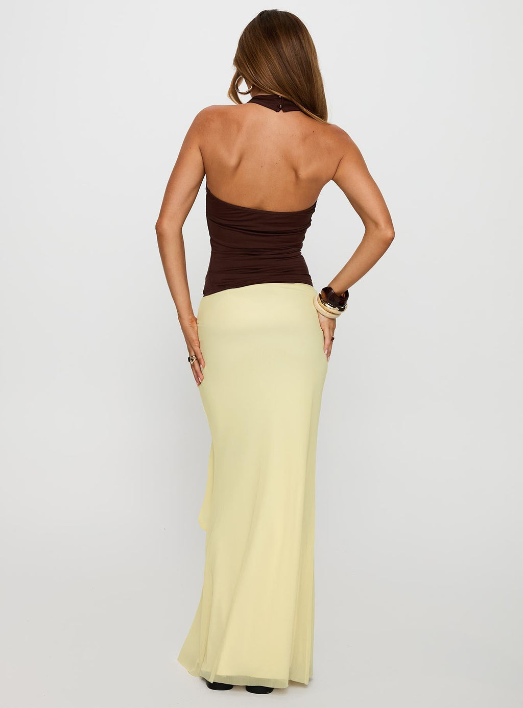 Women's Caviar Tie Maxi Skirt Lemon 4