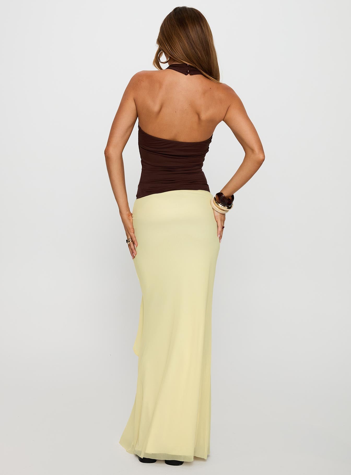 Women's Caviar Tie Maxi Skirt Lemon 4