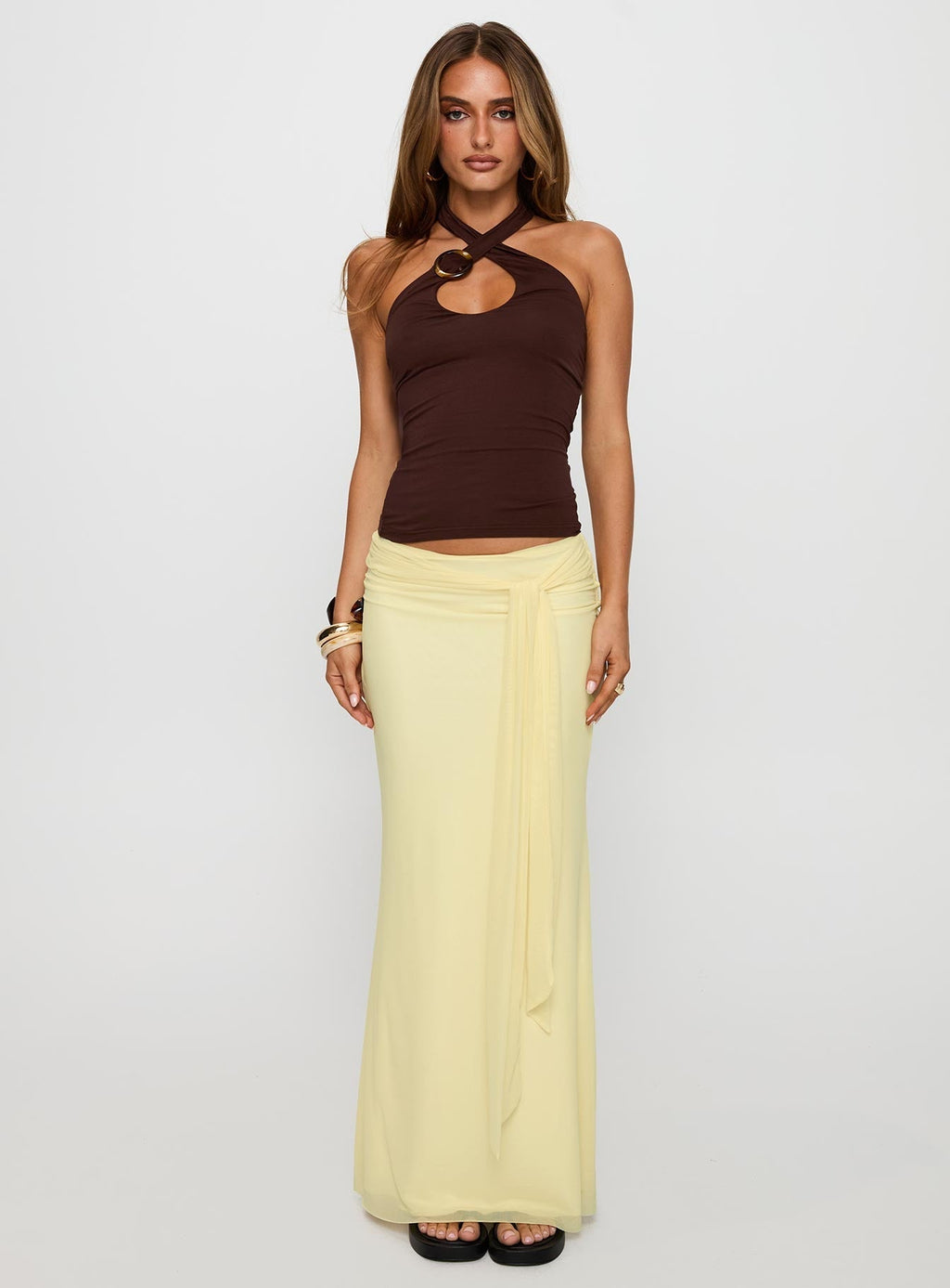 Women's Caviar Tie Maxi Skirt Lemon 6