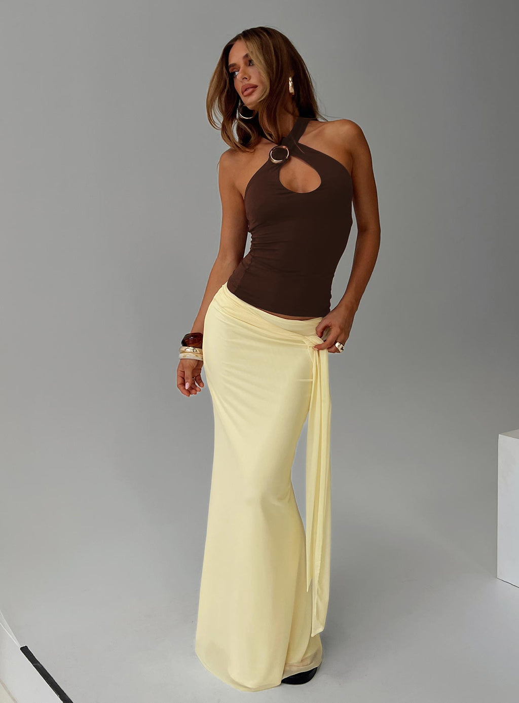 Women's Caviar Tie Maxi Skirt Lemon 7