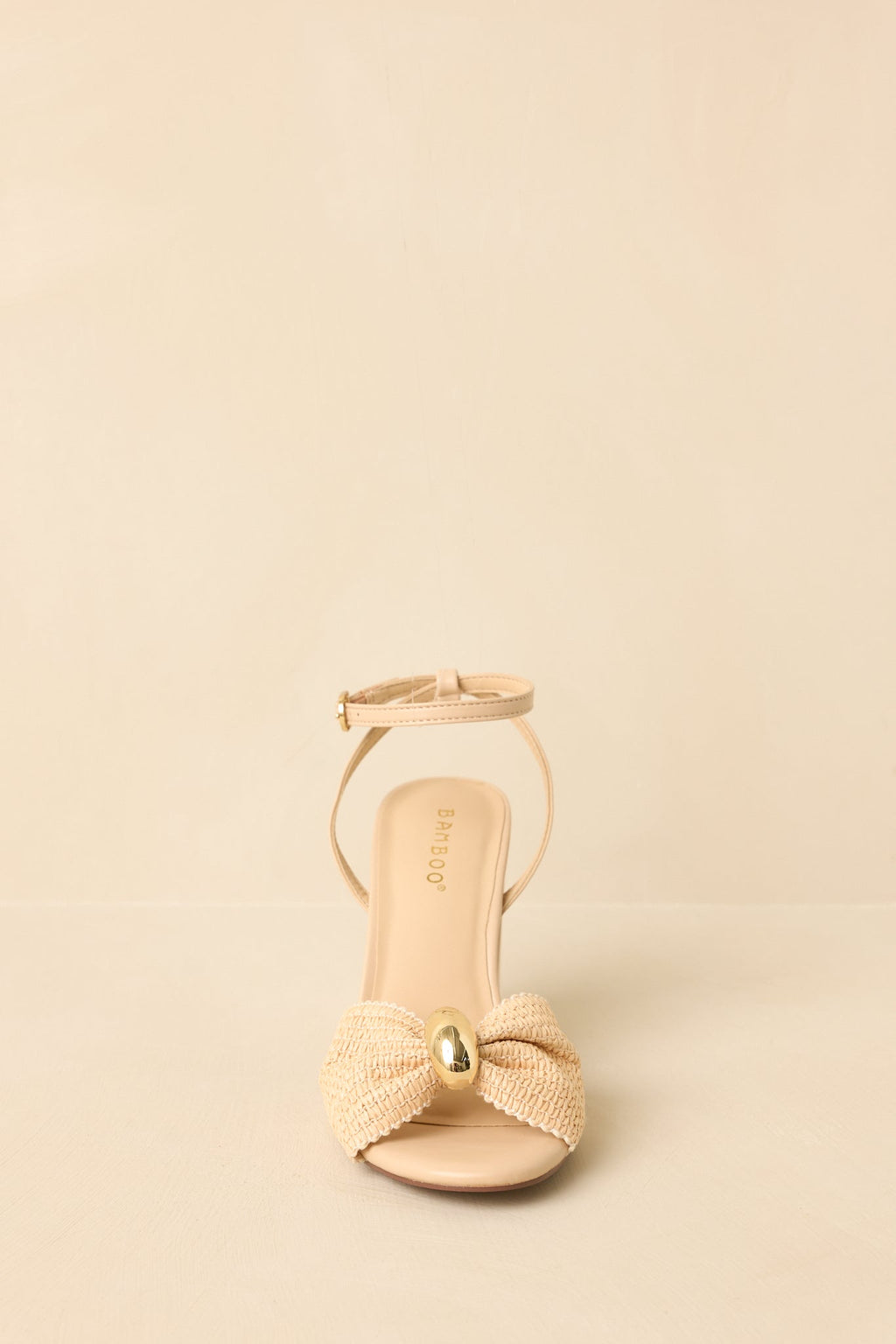 Women's Charmed I'm Sure Natural Woven Bow Block Heel Sandals | Heel measures 3.75" 4