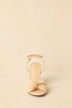 Women's Charmed I'm Sure Natural Woven Bow Block Heel Sandals | Heel measures 3.75" 4