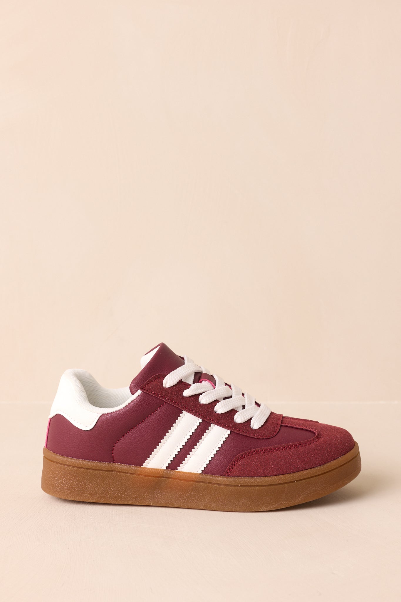 Women's Chasing Chill Burgundy Faux Suede Lace-Up Sneakers | Sole measures 1.25" 2