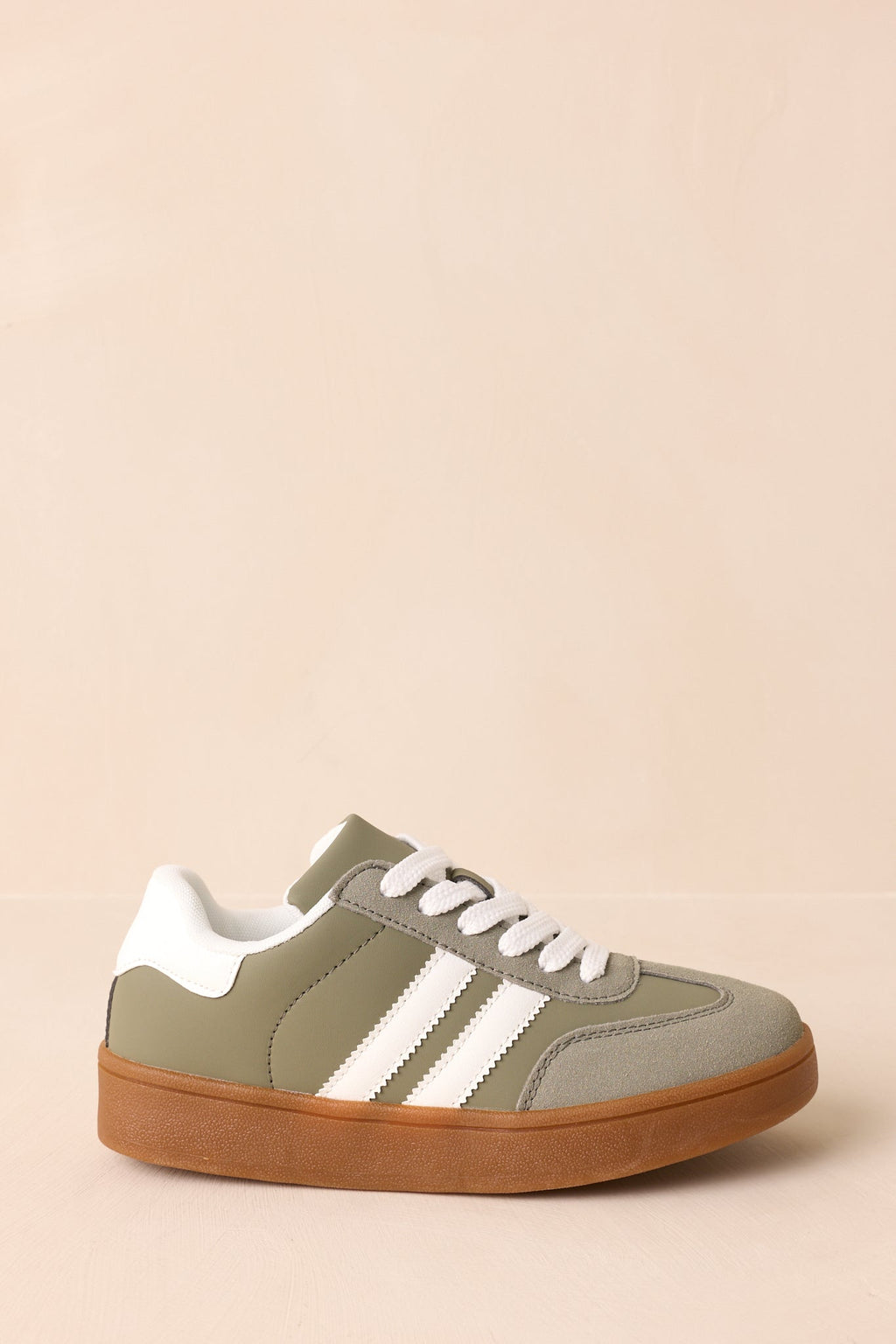 Women's Chasing Chill Light Green Faux Leather and Suede Lace-Up Sneakers | Sole measures 1.25" 2