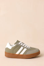 Women's Chasing Chill Light Green Faux Leather and Suede Lace-Up Sneakers | Sole measures 1.25" 2