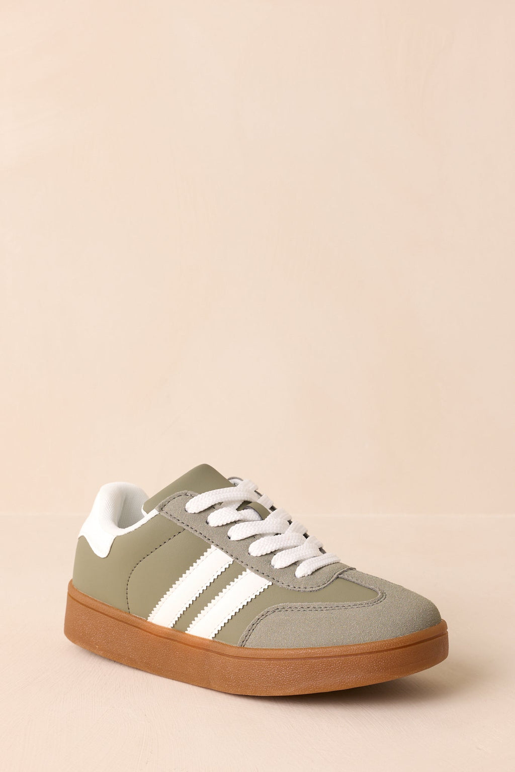 Women's Chasing Chill Light Green Faux Leather and Suede Lace-Up Sneakers | Sole measures 1.25" 4