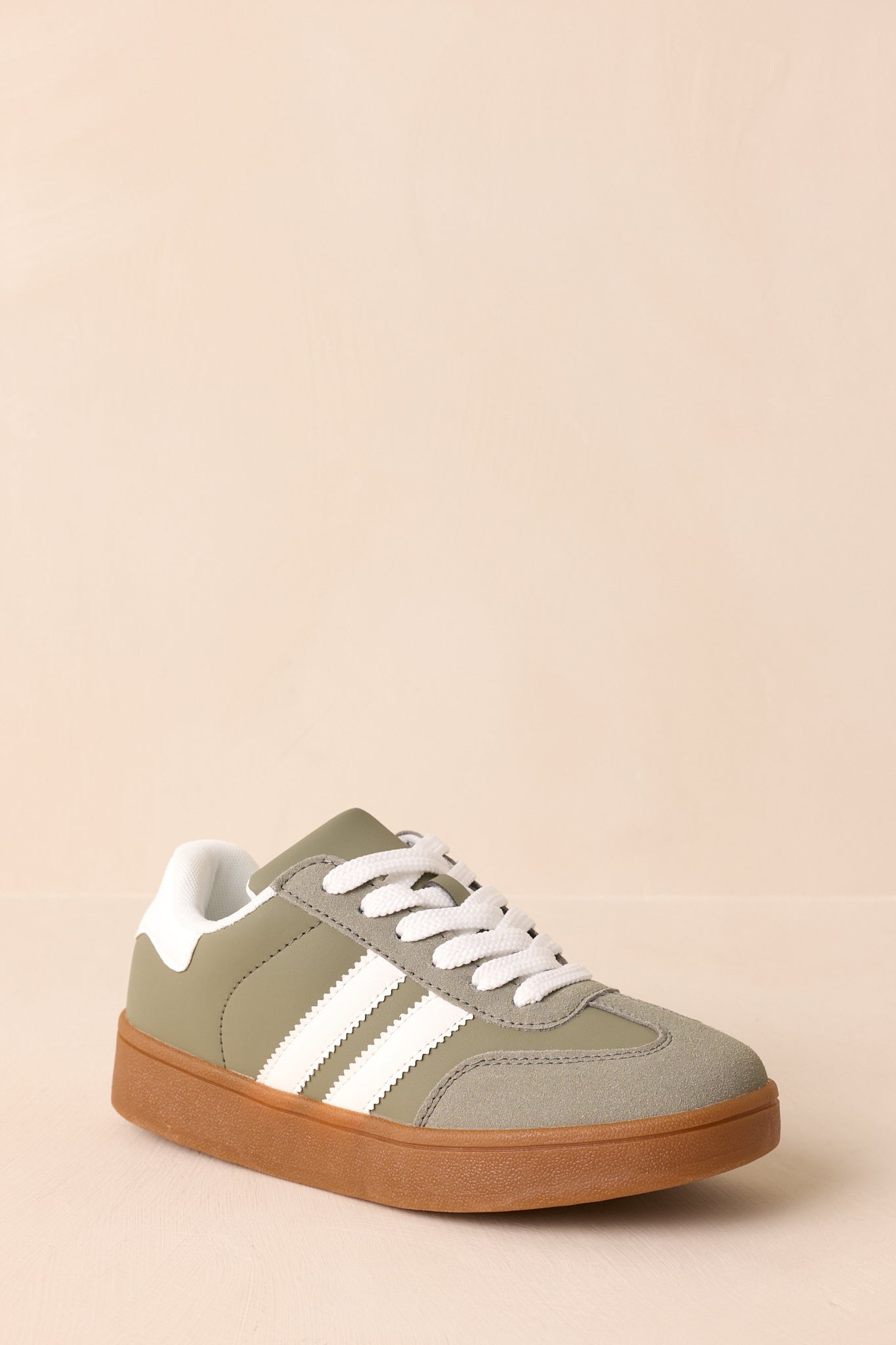 Women's Chasing Chill Light Green Faux Leather and Suede Lace-Up Sneakers | Sole measures 1.25" 4