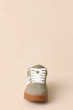 Women's Chasing Chill Light Green Faux Leather and Suede Lace-Up Sneakers | Sole measures 1.25" 5
