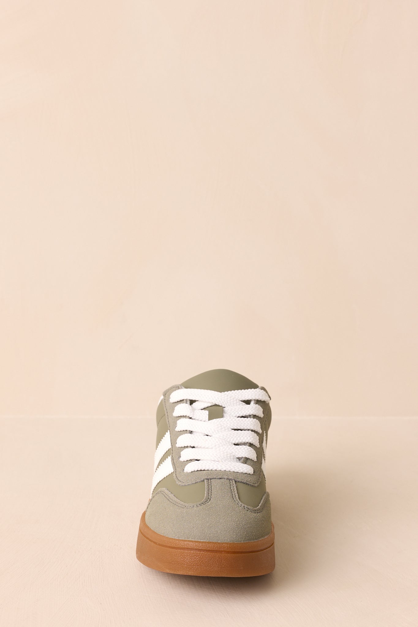 Women's Chasing Chill Light Green Faux Leather and Suede Lace-Up Sneakers | Sole measures 1.25" 5