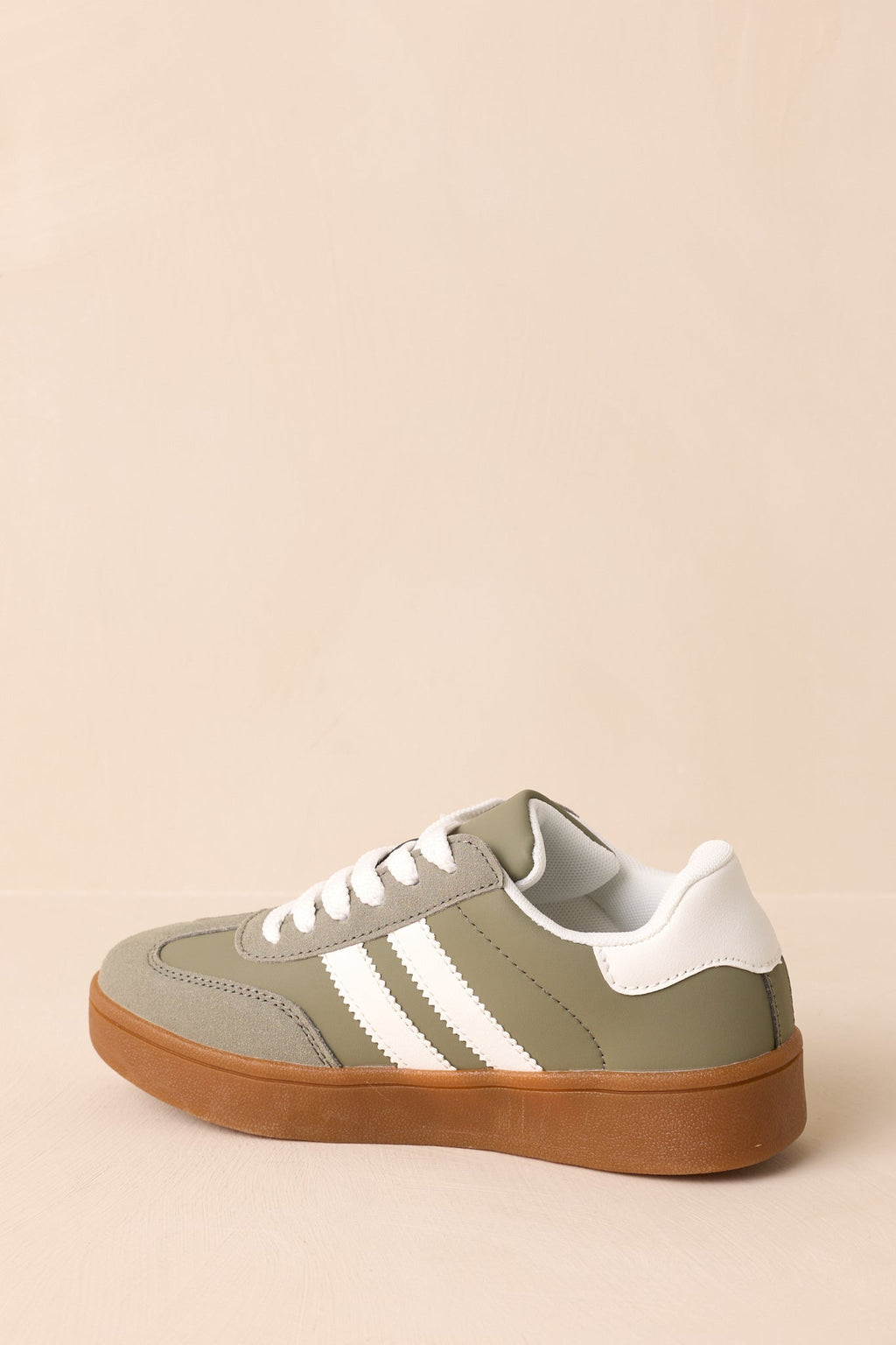 Women's Chasing Chill Light Green Faux Leather and Suede Lace-Up Sneakers | Sole measures 1.25" 6