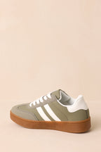 Women's Chasing Chill Light Green Faux Leather and Suede Lace-Up Sneakers | Sole measures 1.25" 6