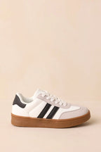 Women's Chasing Chill White Faux Leather and Suede Lace-Up Sneakers | Sole measures 1.25" 0