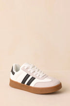 Women's Chasing Chill White Faux Leather and Suede Lace-Up Sneakers | Sole measures 1.25" 1