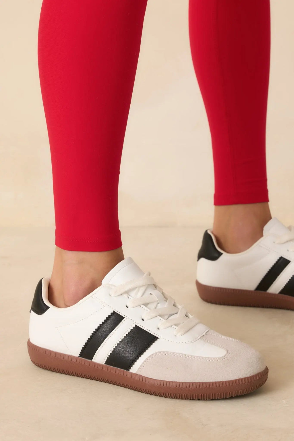 Women's Chasing Chill White Faux Leather and Suede Lace-Up Sneakers | Sole measures 1.25" 4