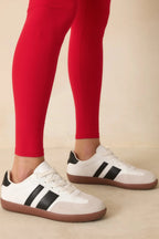 Women's Chasing Chill White Faux Leather and Suede Lace-Up Sneakers | Sole measures 1.25" 5