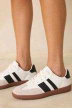 Women's Chasing Chill White Faux Leather and Suede Lace-Up Sneakers | Sole measures 1.25" 6