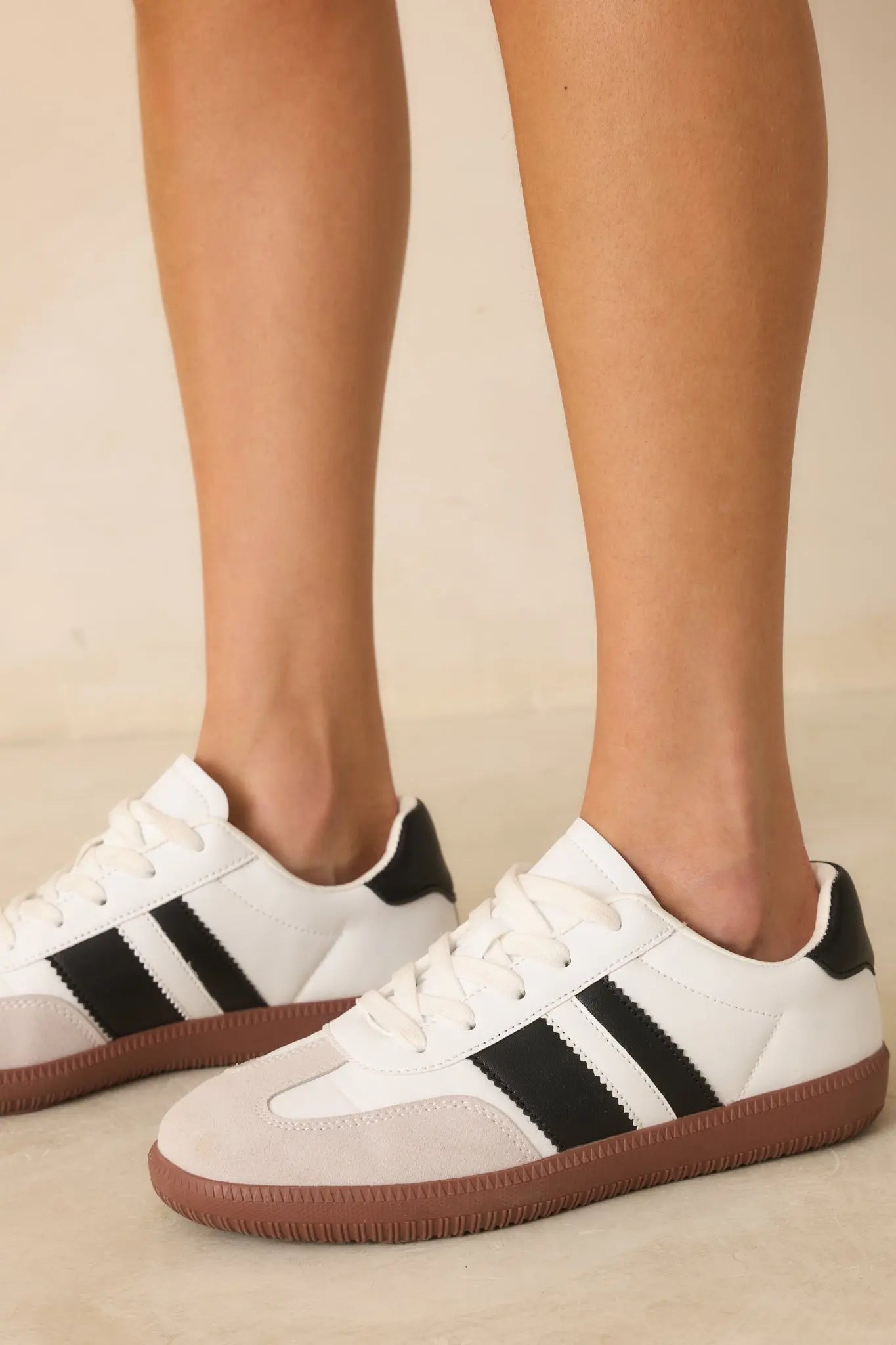 Women's Chasing Chill White Faux Leather and Suede Lace-Up Sneakers | Sole measures 1.25" 6