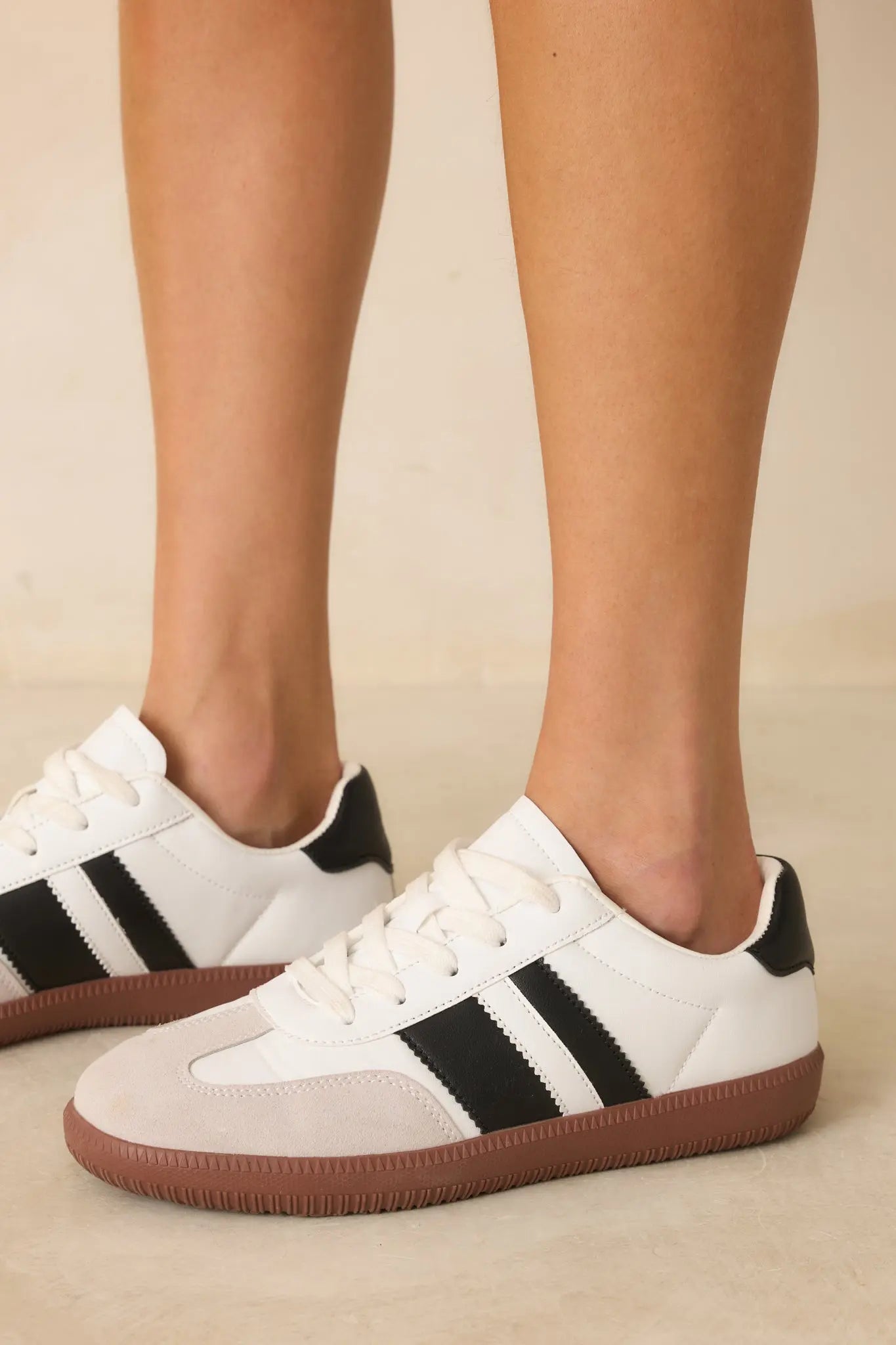 Women's Chasing Chill White Faux Leather and Suede Lace-Up Sneakers | Sole measures 1.25" 7