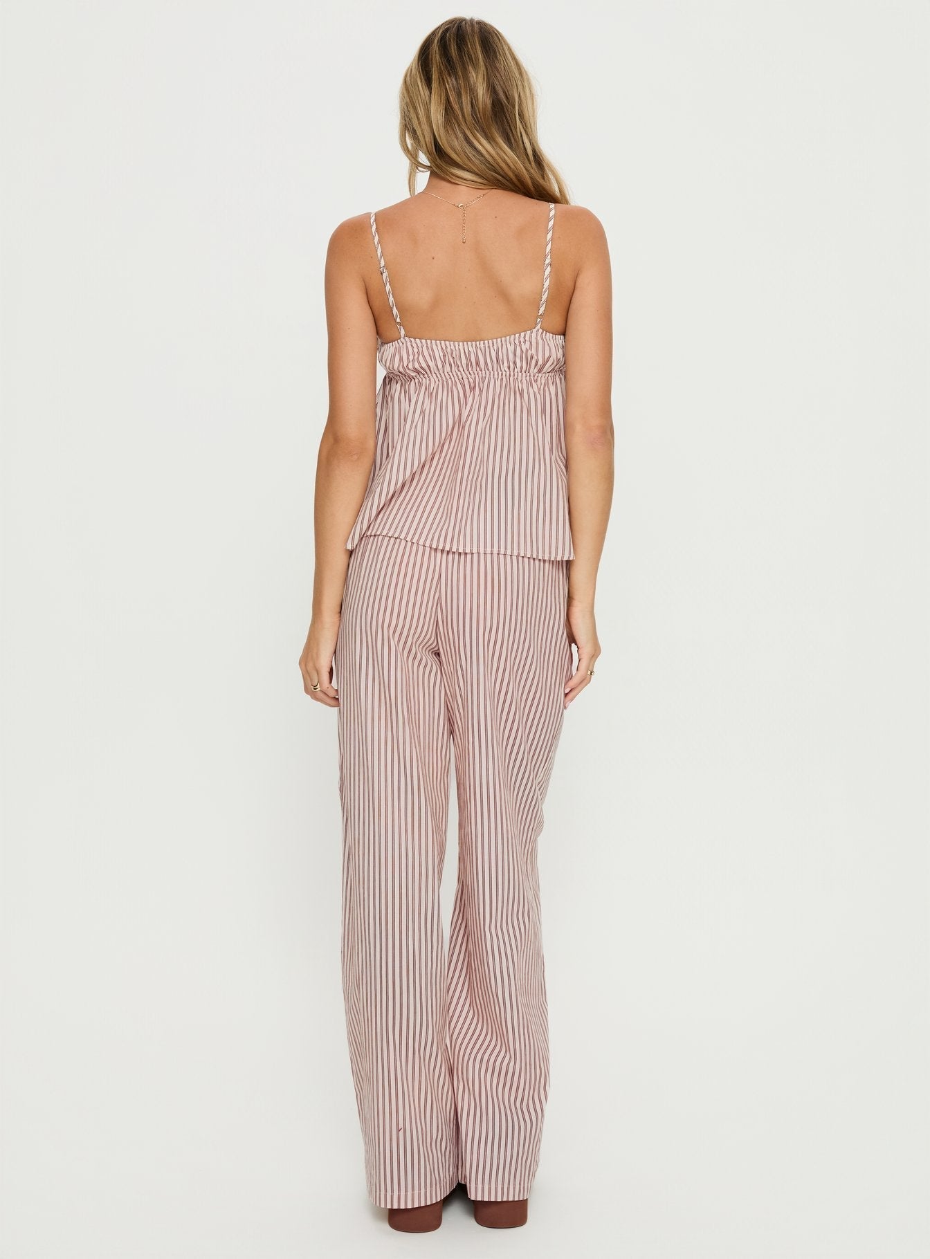 Women's Chill Club Sleep Relaxed Pants Red / White Stripe | Sleep pants in stripe print with relaxed fit 4