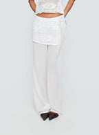 Women's Claudie Layered Lace Straight Leg Pants White | Layered lace pants in straight-leg cut 1