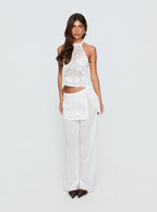 Women's Claudie Layered Lace Straight Leg Pants White | Layered lace pants in straight-leg cut 2