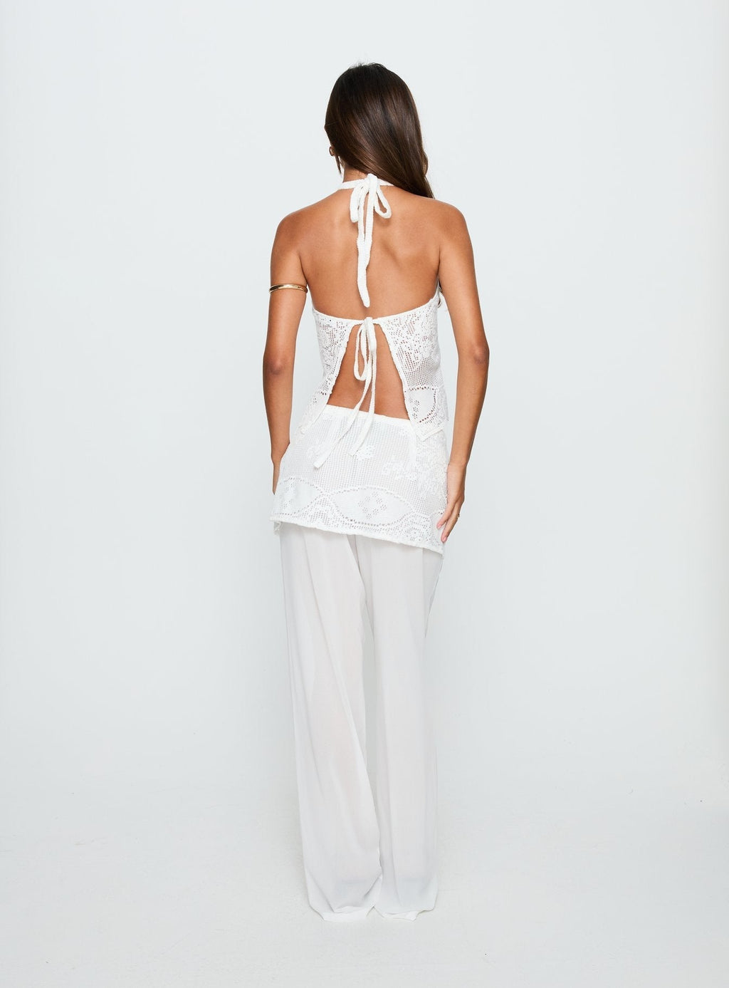 Women's Claudie Layered Lace Straight Leg Pants White | Layered lace pants in straight-leg cut 4