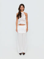 Women's Claudie Layered Lace Straight Leg Pants White | Layered lace pants in straight-leg cut 6