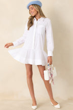 Women's Clean Slate White Cotton Blend Shirt-Style Mini Dress | 65% Cotton 0