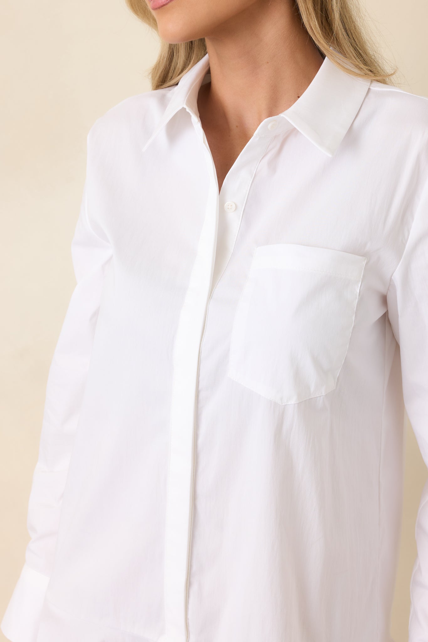 Women's Clean Slate White Cotton Blend Shirt-Style Mini Dress | 65% Cotton 2